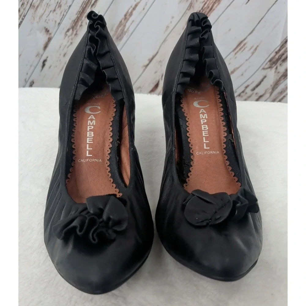 Jeffrey Campbell Ibiza‎ Pacific Leather Ruffle Kitten Heel